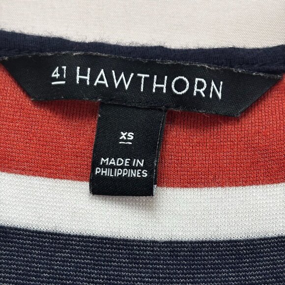 41 Hawthorn Annora Faux Wrap Jersey Dress - Navy/Orange - Size XS - Picture 6 of 6